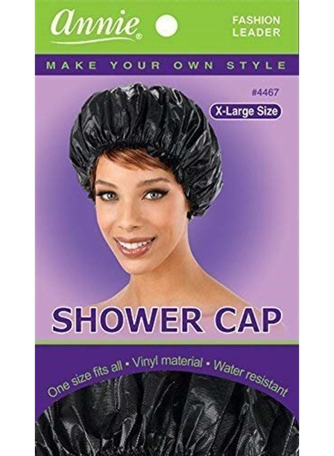 Annie Shower Cap - Black, Vinyl material, elastic band, extra large, large, won't fall off your head - Image 3