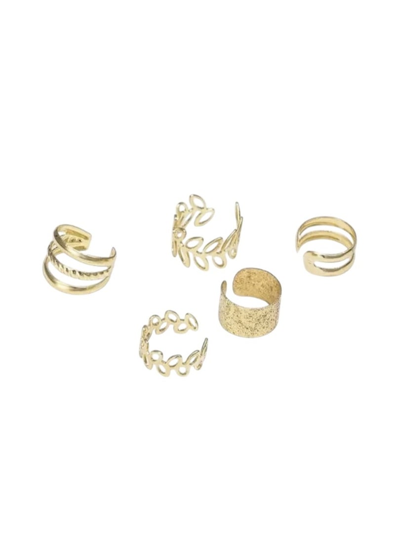TEXSENDA Fake Earrings Without Piercing Set of 5 Different Designs Ear Clip Earrings - Image 4