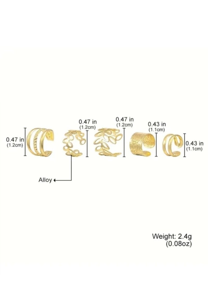 TEXSENDA Fake Earrings Without Piercing Set of 5 Different Designs Ear Clip Earrings - Image 2