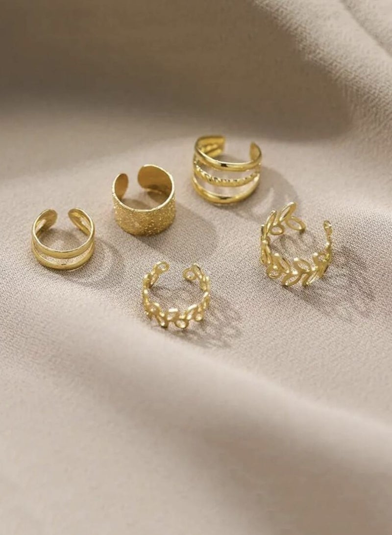 TEXSENDA Fake Earrings Without Piercing Set of 5 Different Designs Ear Clip Earrings - Image 5