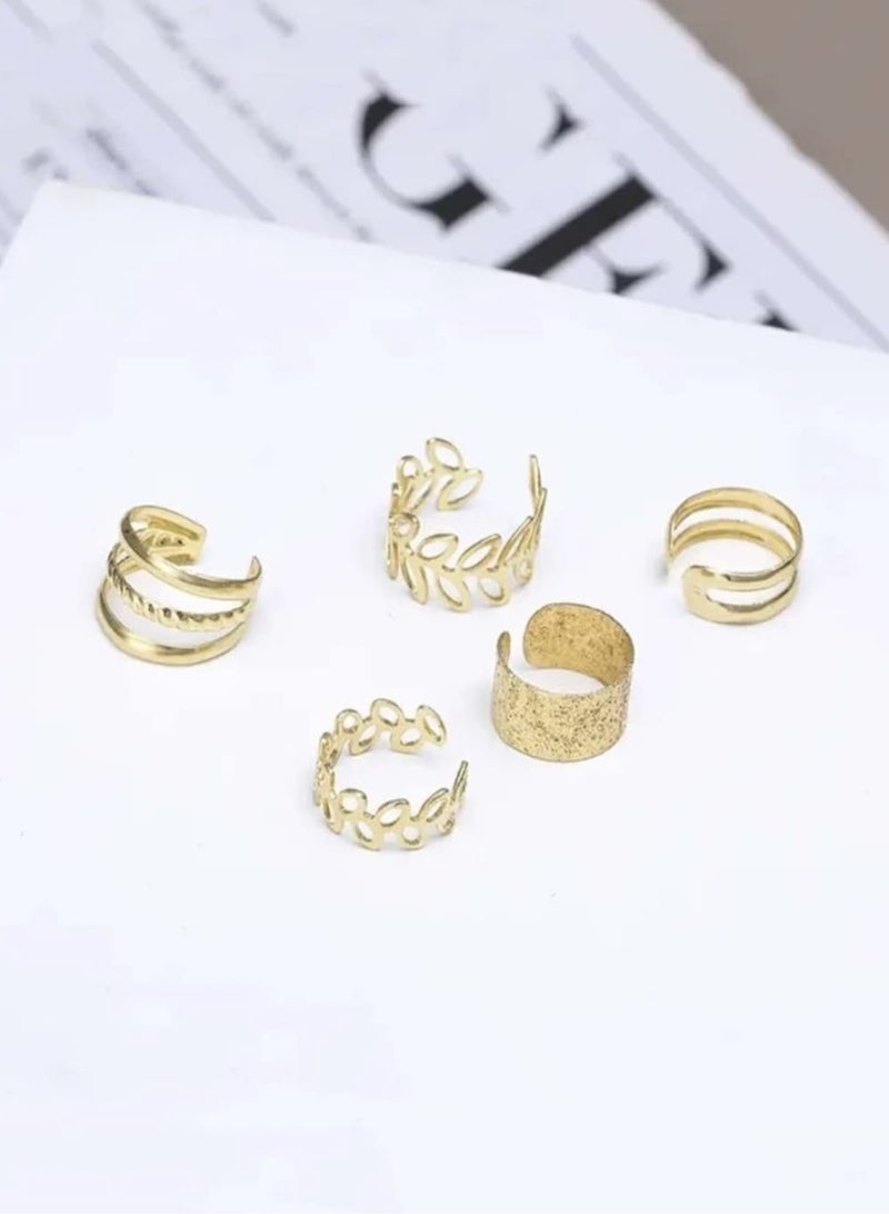 TEXSENDA Fake Earrings Without Piercing Set of 5 Different Designs Ear Clip Earrings - Image 3