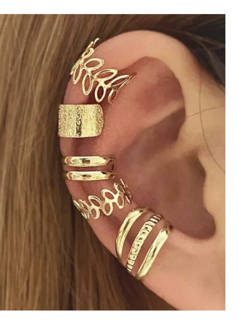 TEXSENDA Fake Earrings Without Piercing Set of 5 Different Designs Ear Clip Earrings - Image 1