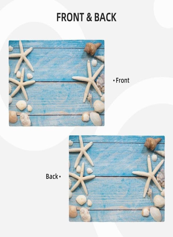 KANEPE Starfish Placemat Set Shells Starfish Wooden Plank Summer Pattern Decor Linen Table Mats for Dining Room Kitchen Party Cafe Banquet Wedding Decor18 L x 12" W【4 PCS】 - Image 4
