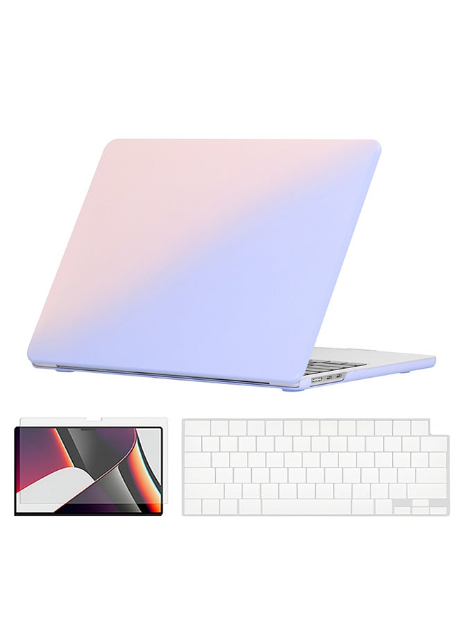 O Ozone Slim Candy Case Compatible with MacBook Air 13 inch (A2681) M2 2022, (A3113) M3 2024 Case with Keyboard Cover & Screen Protector, Pink Blue - Image 1