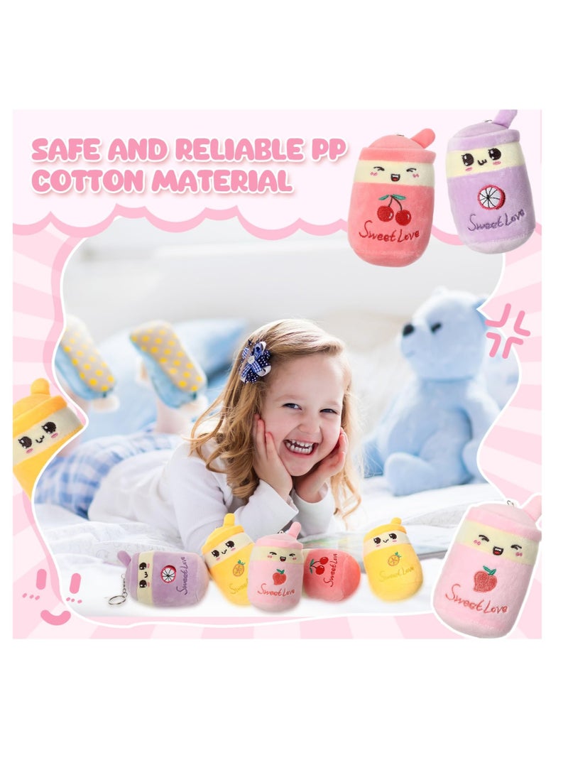 SOLARAE Boba Tea Keychain,16 Pcs Bubble Teacup Shaped Pillow, Boba Tea Keychain Plush Toys, Bubble Tea Stuffed Animal, Mini Stuffed Animals Boba Keychain, for Backpack Purse Teen Adult (4 Styles) - Image 3