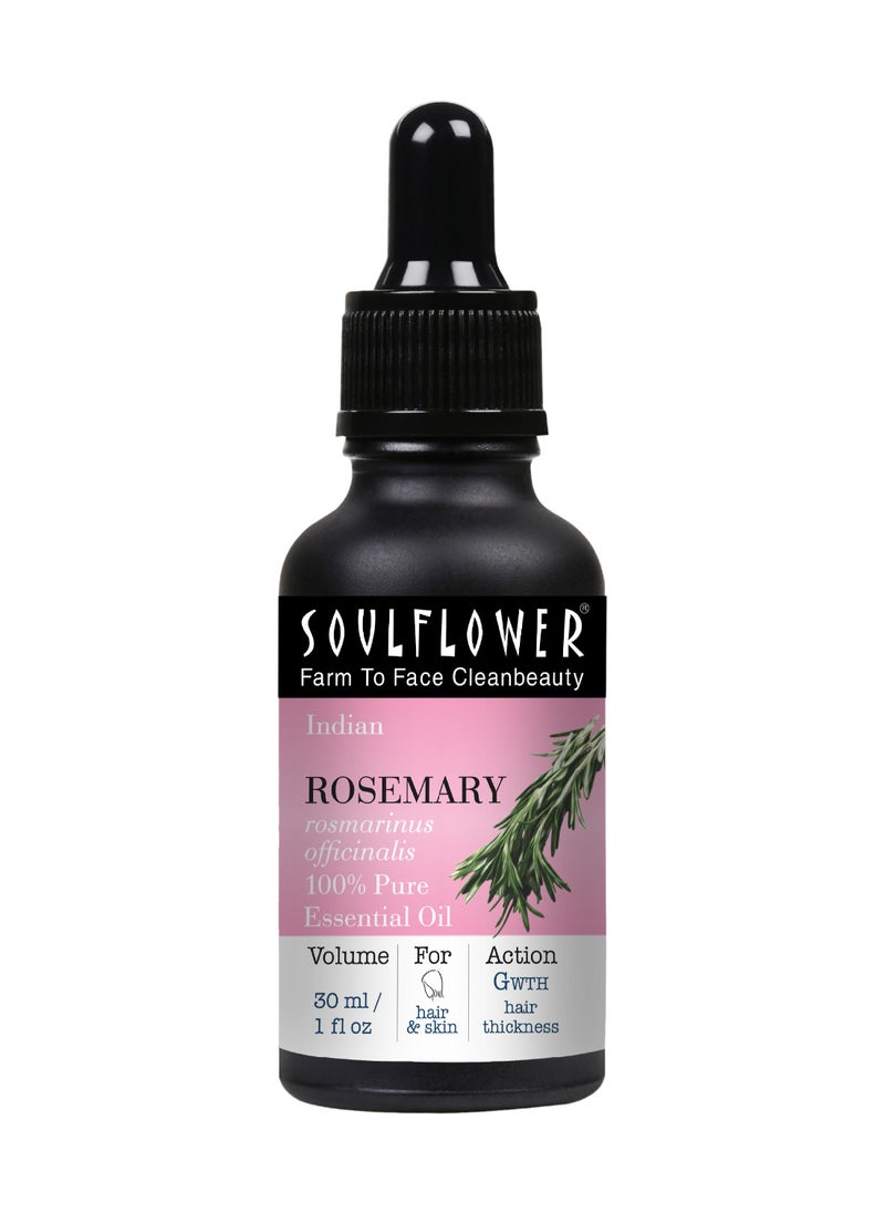 Soulflower Rosemary Oil For Hair Growth And Scalp Nourishment, 100% Pure, Organic And Certified Clinically  - Image 1