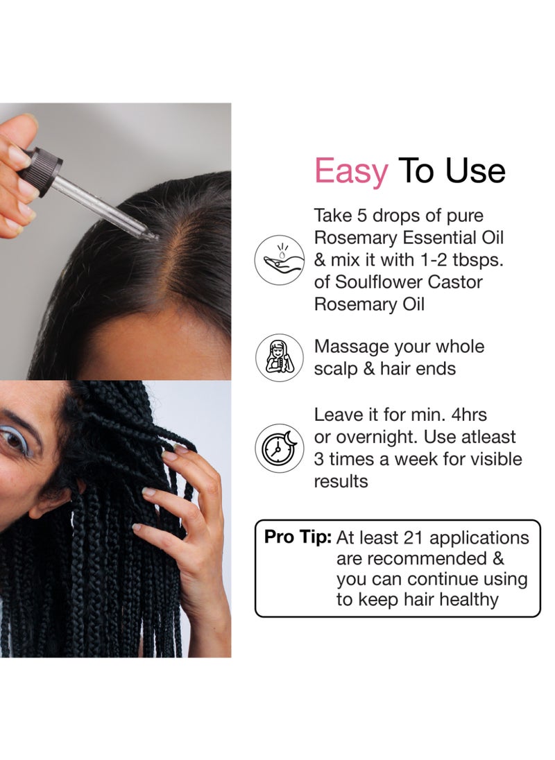 Soulflower Rosemary Oil For Hair Growth And Scalp Nourishment, 100% Pure, Organic And Certified Clinically  - Image 3