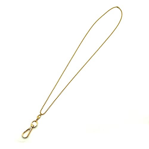Sopopal Lanyards for ID Badges Necklace Chain Lanyard for Keys Gold Stainless Steel ID Badge Holder (Gold Beads) - Image 1