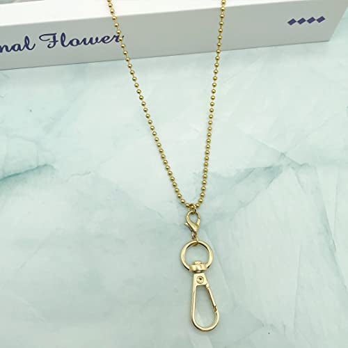 Sopopal Lanyards for ID Badges Necklace Chain Lanyard for Keys Gold Stainless Steel ID Badge Holder (Gold Beads) - Image 5