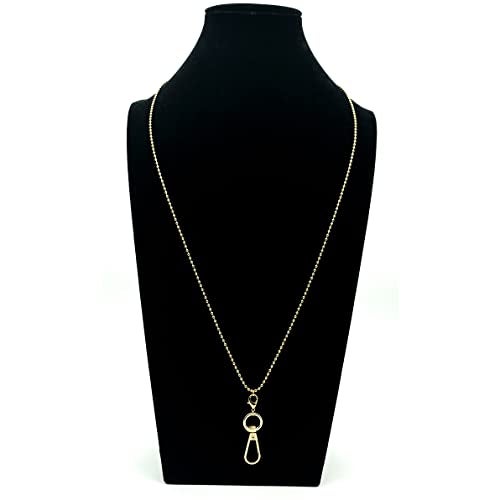 Sopopal Lanyards for ID Badges Necklace Chain Lanyard for Keys Gold Stainless Steel ID Badge Holder (Gold Beads) - Image 3