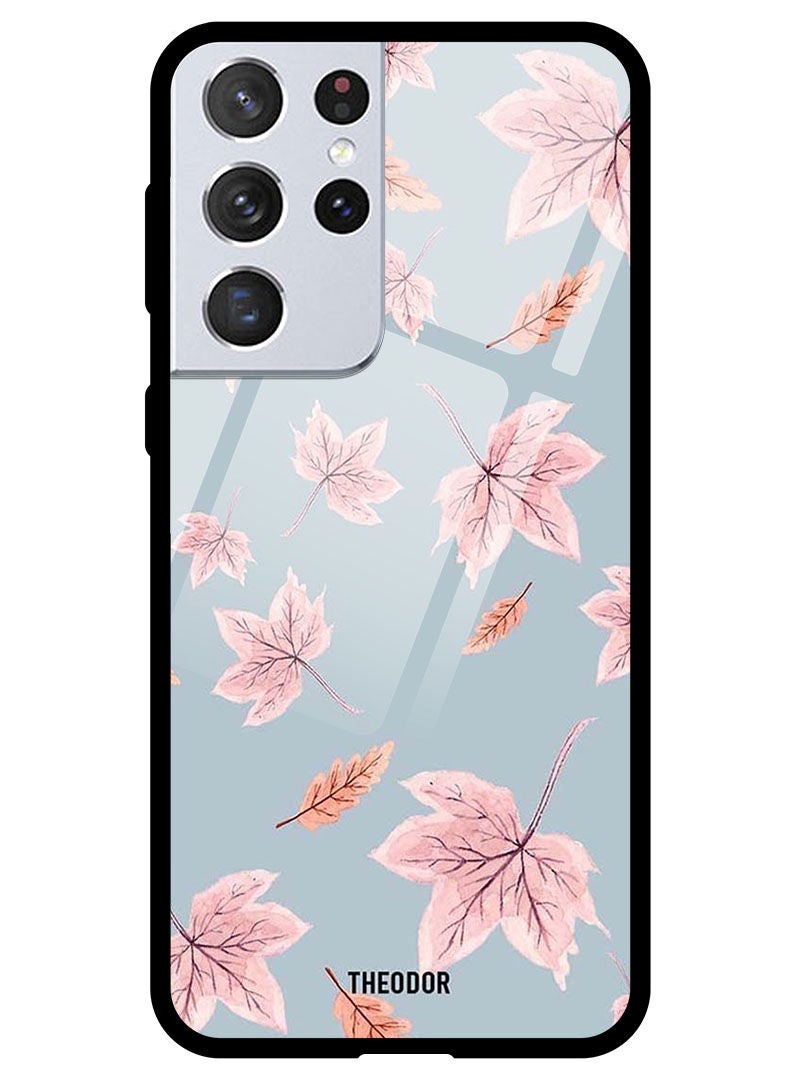 Theodor Protective Tempered Glass Case Cover Samsung Galaxy S21 ULTRA Autum Leaves - Image 1