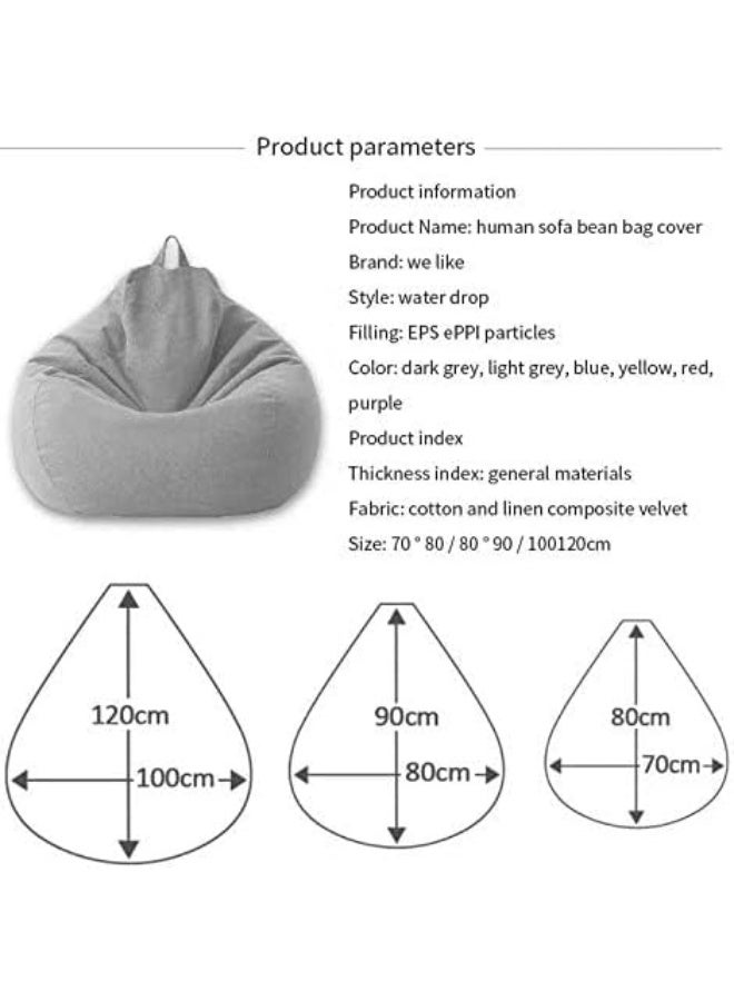 Large Small Lazy Sofas Cover Chairs Without Filler Linen Cloth Lounger Seat Bean Bag Pouf Puff Couch Tatami Living Room Beanbags (Blue, 100x120cm) - Image 3