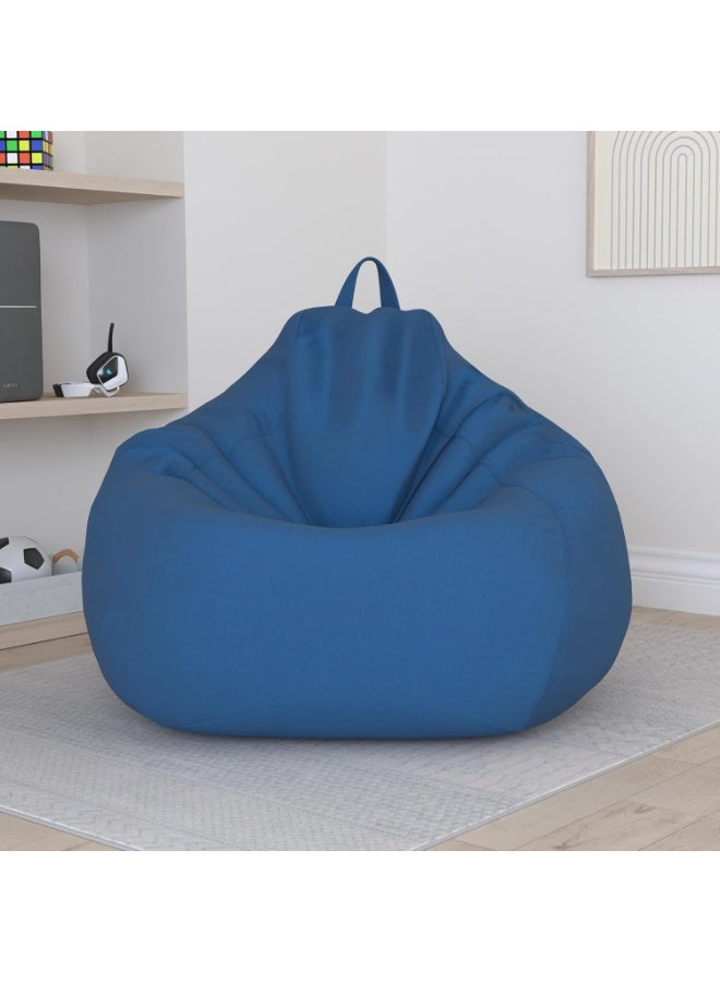 Large Small Lazy Sofas Cover Chairs Without Filler Linen Cloth Lounger Seat Bean Bag Pouf Puff Couch Tatami Living Room Beanbags (Blue, 100x120cm) - Image 2