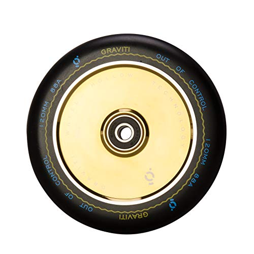 CLAS FOX Graviti 1 Pair Pro Stunt Scooter Wheel 120mm Hollow Wheels with Abec 9 Bearings for MGP/Razor/Lucky/Envy/Vokul Scooter (2pcs) (Black PU Gold Core). - Image 5