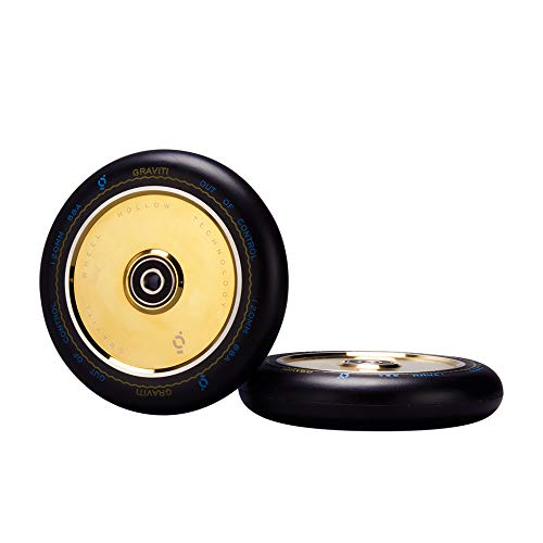 CLAS FOX Graviti 1 Pair Pro Stunt Scooter Wheel 120mm Hollow Wheels with Abec 9 Bearings for MGP/Razor/Lucky/Envy/Vokul Scooter (2pcs) (Black PU Gold Core). - Image 3