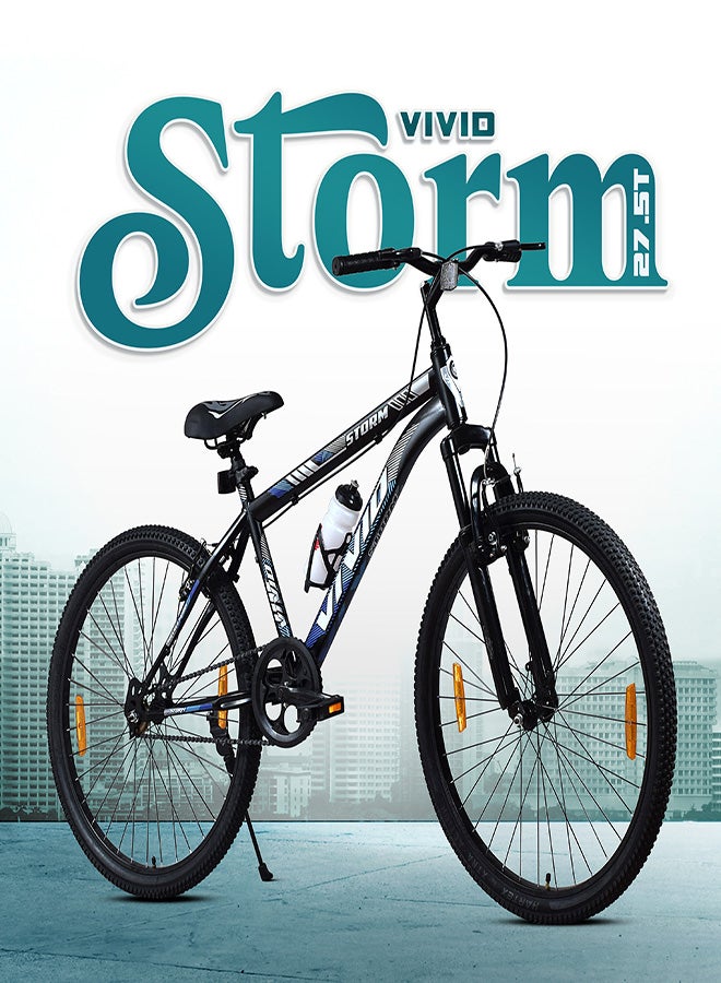 Vivid Storm 27.5 Inch Bike || Single Speed || Front  Suspension & V Brake || For Men || Black Color || Frame Size-19 Inch  - Image 2
