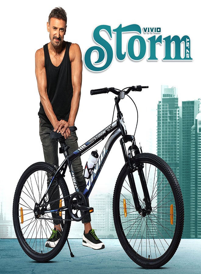 Vivid Storm 27.5 Inch Bike || Single Speed || Front  Suspension & V Brake || For Men || Black Color || Frame Size-19 Inch  - Image 3