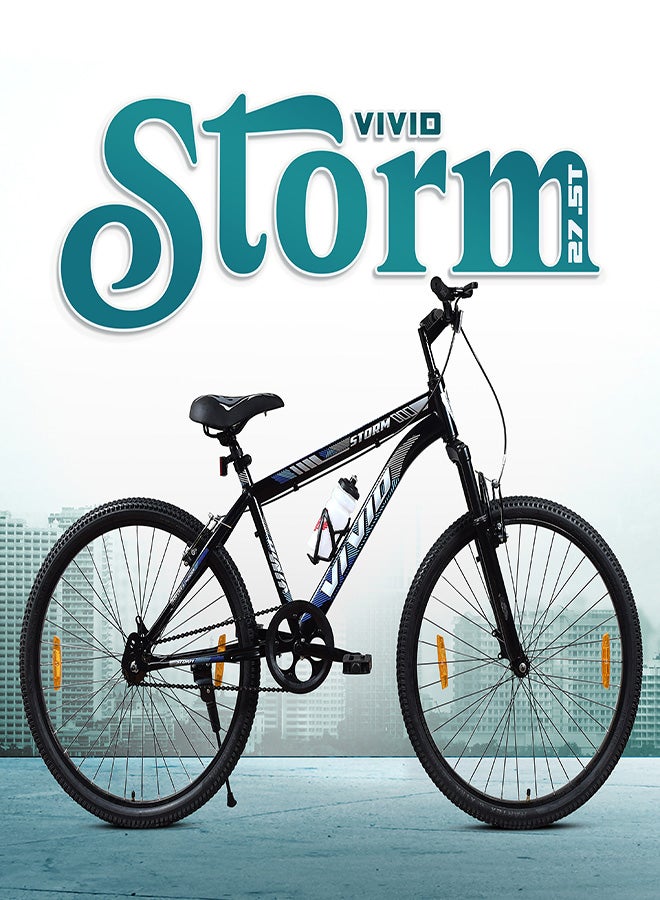 Vivid Storm 27.5 Inch Bike || Single Speed || Front  Suspension & V Brake || For Men || Black Color || Frame Size-19 Inch  - Image 4