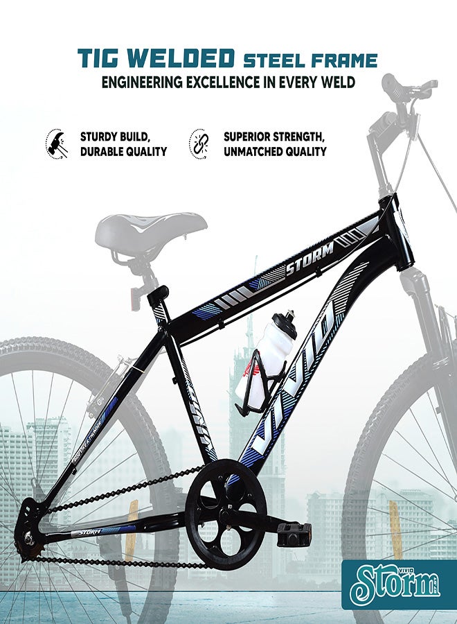 Vivid Storm 27.5 Inch Bike || Single Speed || Front  Suspension & V Brake || For Men || Black Color || Frame Size-19 Inch  - Image 5