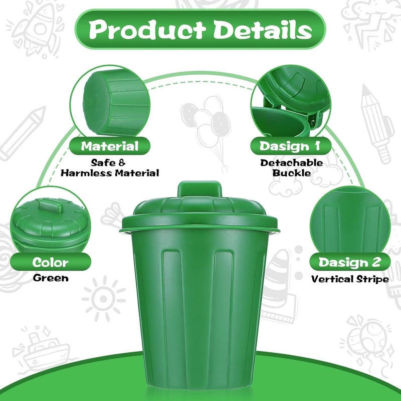 9 Pcs Green Mini Trash Cans With Lids Desktop Garbage Bin Pen Holder Desk Organizer For Birthday Party Home School Classroom Decor - Image 3