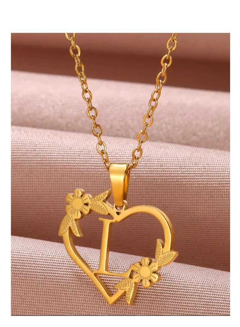 Equal Women's Stainless Steel Gold Plated Necklace - Image 1