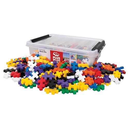 Plus-Plus Plus Plus Big 200 Big Pieces in Storage Tub Basic Color Mix Construction Building StemSteam Toy Large Puzzle Blocks for Toddlers Preschool - Image 1