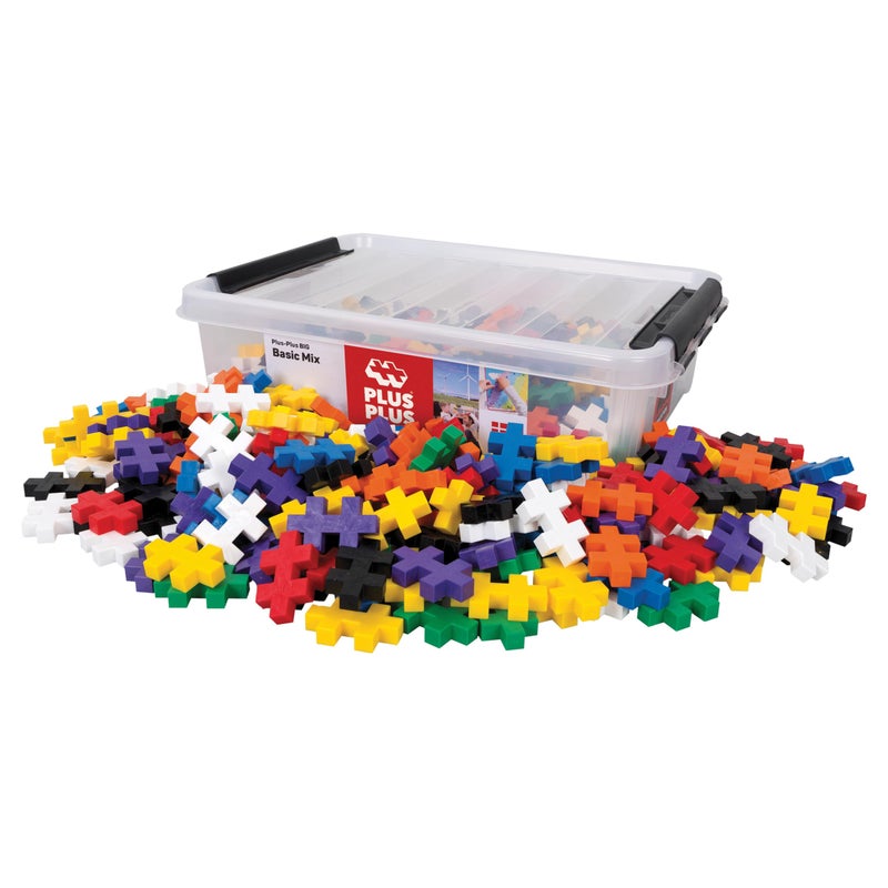 Plus-Plus Plus Plus Big 200 Big Pieces in Storage Tub Basic Color Mix Construction Building StemSteam Toy Large Puzzle Blocks for Toddlers Preschool - Image 3