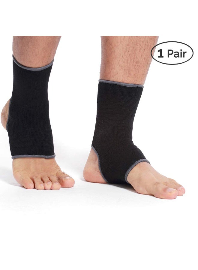 زوج جوارب دعم الكاحل الفاخرة – تصميم الكعب المفتوح – نسيج مرن خفيف ويسمح بالتهوية – ضغط متوسط للرجال والنساء والأطفال (أسود، مقاس M) - Image 4