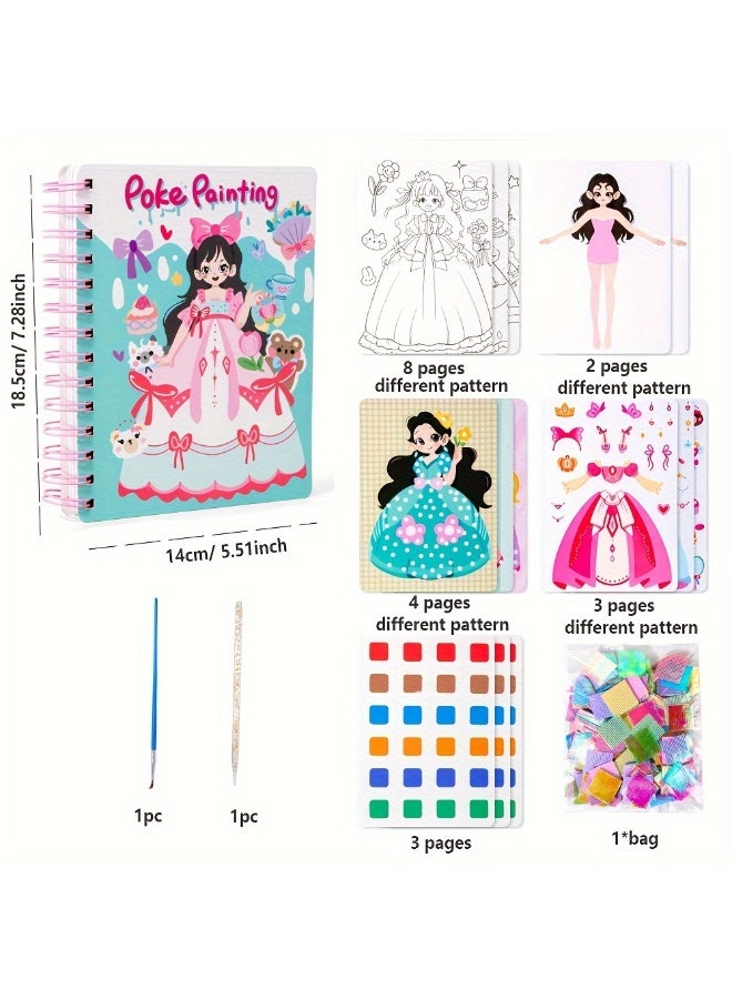 BEBEGO 3 in 1 Princess Sticker Book for Magic Watercolor Painting & Poke Art & Dress Up Activity, DIY Fabric Art Crafts Toys Eid al-Fitr Gift for Ages 4 5 6 7 8+ - Image 2