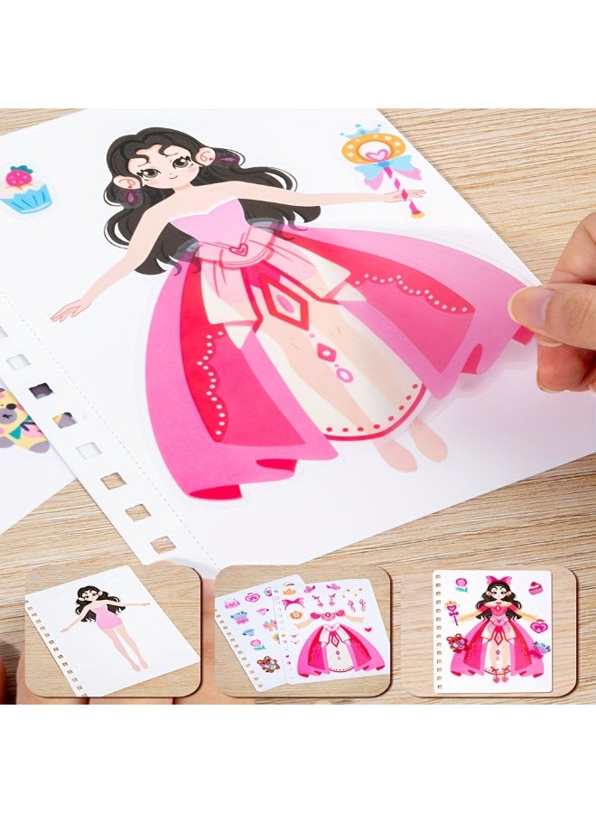 BEBEGO 3 in 1 Princess Sticker Book for Magic Watercolor Painting & Poke Art & Dress Up Activity, DIY Fabric Art Crafts Toys Eid al-Fitr Gift for Ages 4 5 6 7 8+ - Image 3