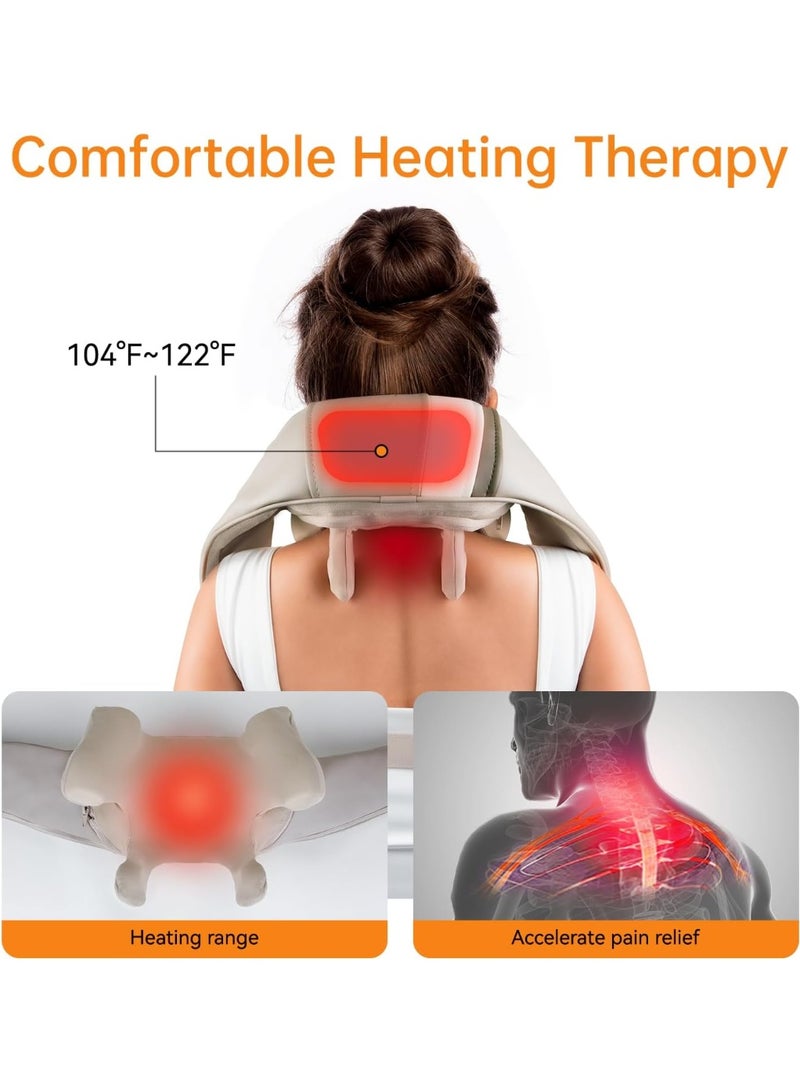 مدلك رقبة مع حرارة – وسادة تدليك عميق للرقبة، الكتف، الظهر، الأرجل والخصر لتخفيف الألم، مثالي للاستخدام في المنزل، المكتب أو السيارة - Image 4