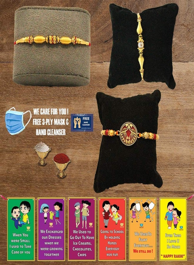 BOGATCHI J3Ja-14 Designer Rakhi for Brother, Rakhi Set of 3, Royal Rakhi Set- 3, Elegant Rakhi for bhai - Image 1