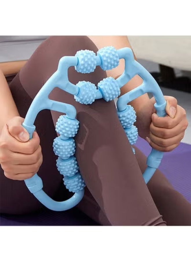 ارواق حلقة مدلك للساق الحلقي للاسترخاء من البلاستيك بكرة أسطوانة الساق شريط يوجا بأربع عجلات مدلك حلقي مشبك للساق - Image 3