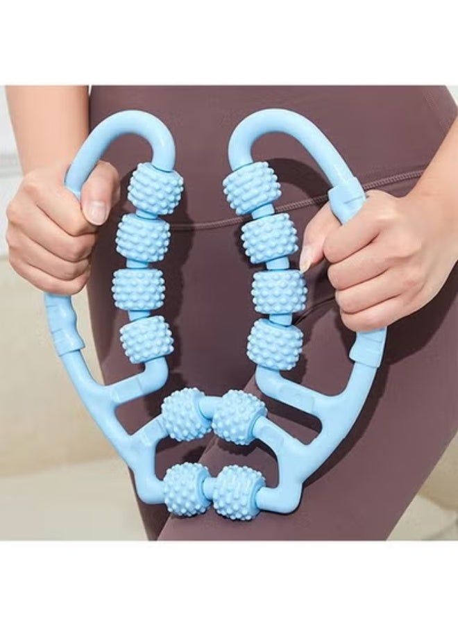 ارواق حلقة مدلك للساق الحلقي للاسترخاء من البلاستيك بكرة أسطوانة الساق شريط يوجا بأربع عجلات مدلك حلقي مشبك للساق - Image 2