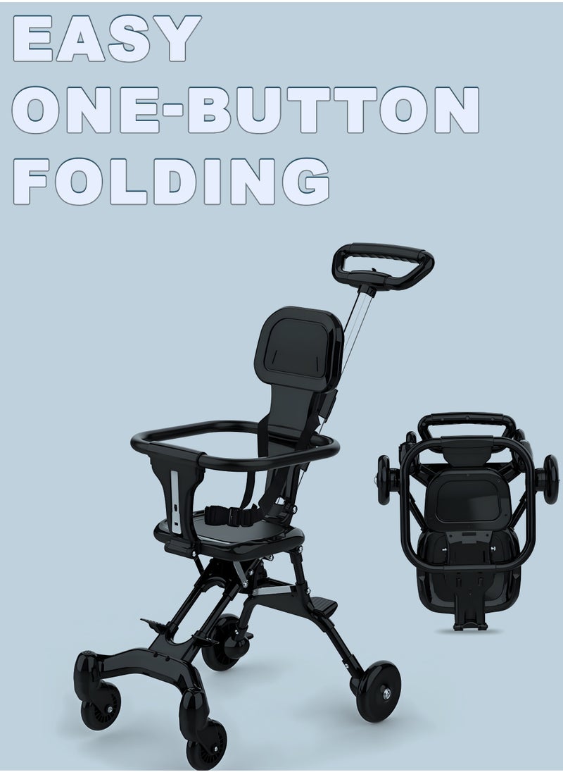 R.VIHAN Lightweight Compact Baby Travel Stroller – Foldable, Airline-Approved, Adjustable Handle & Backrest, One-Hand Easy Folding, 360° Wheels, Double Brake, Overhead Airplane & Car Trunk Storage, Perfect for Toddlers & Newborns  - Image 3