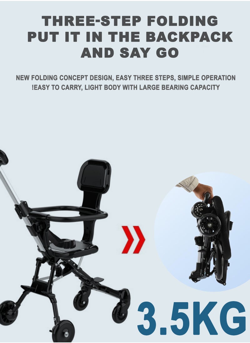 R.VIHAN Lightweight Compact Baby Travel Stroller – Foldable, Airline-Approved, Adjustable Handle & Backrest, One-Hand Easy Folding, 360° Wheels, Double Brake, Overhead Airplane & Car Trunk Storage, Perfect for Toddlers & Newborns  - Image 4