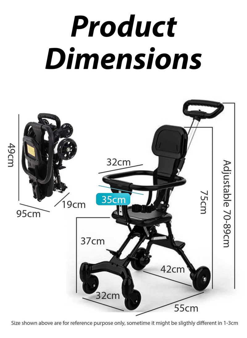 Lightweight Compact Baby Travel Stroller – Foldable, Airline-Approved, Adjustable Handle & Backrest, One-Hand Easy Folding, 360° Wheels, Double Brake, Overhead Airplane & Car Trunk Storage, Perfect for Toddlers & Newborns