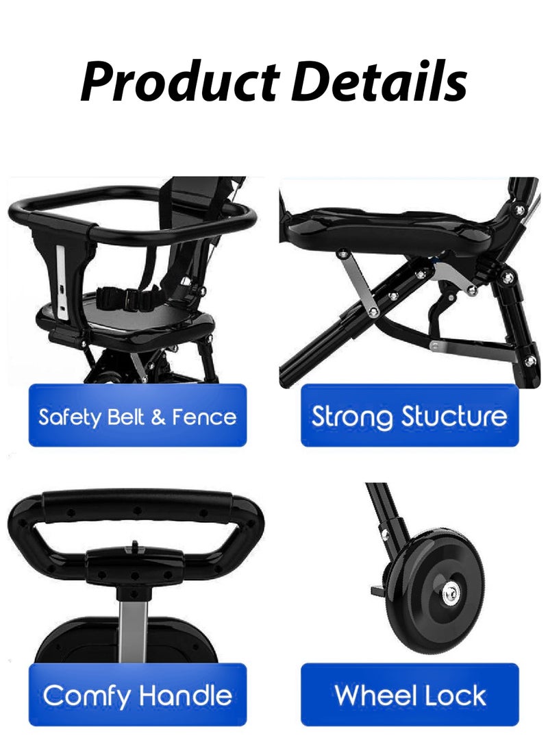 Lightweight Compact Baby Travel Stroller – Foldable, Airline-Approved, Adjustable Handle & Backrest, One-Hand Easy Folding, 360° Wheels, Double Brake, Overhead Airplane & Car Trunk Storage, Perfect for Toddlers & Newborns
