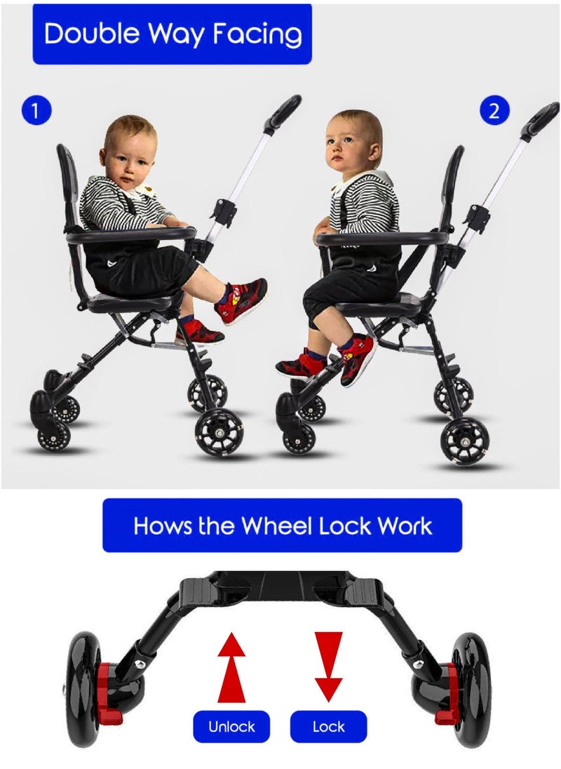 R.VIHAN Lightweight Compact Baby Travel Stroller – Foldable, Airline-Approved, Adjustable Handle & Backrest, One-Hand Easy Folding, 360° Wheels, Double Brake, Overhead Airplane & Car Trunk Storage, Perfect for Toddlers & Newborns  - Image 5