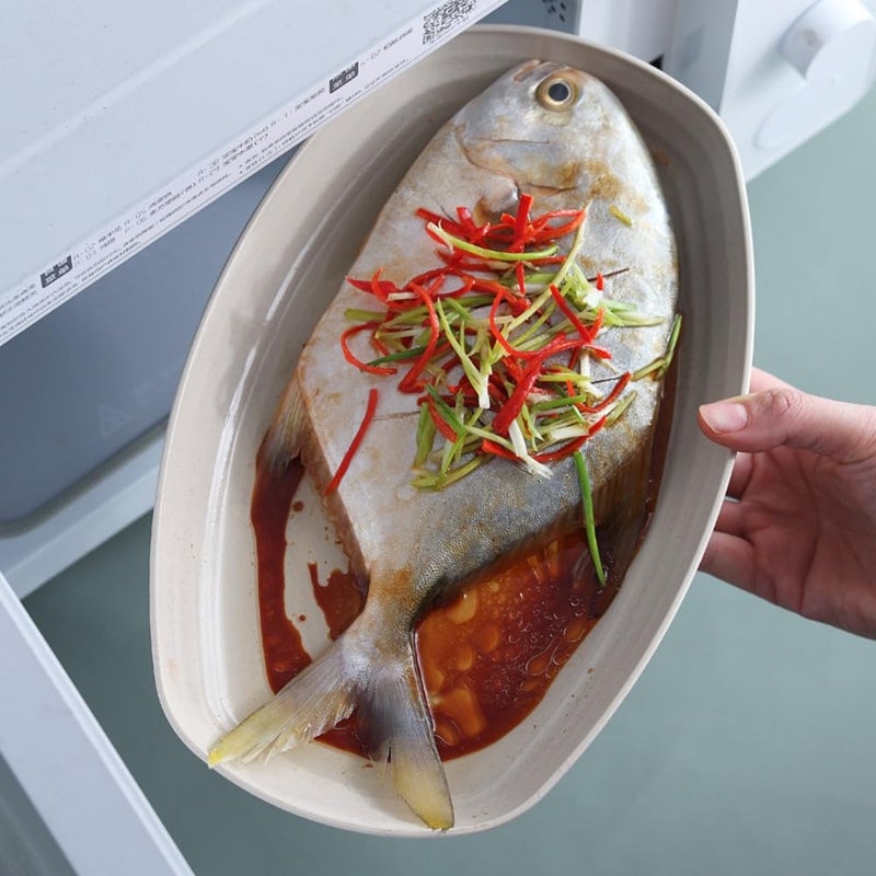 WE-CEF Wheat Straw Oval Lunch Dinner Plates Tablware Dishes 11 Inch Fish Bowl Microwave Safe Serving Dish Kitchen Dinner Dish for Restaurant Tray Fruits Desserts 4 Color (4) - Image 3