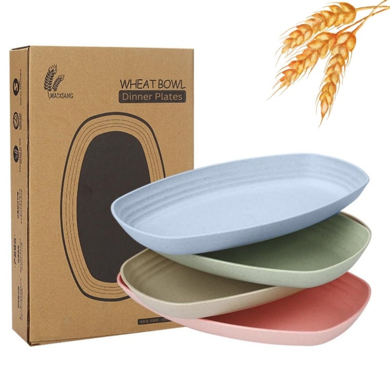 WE-CEF Wheat Straw Oval Lunch Dinner Plates Tablware Dishes 11 Inch Fish Bowl Microwave Safe Serving Dish Kitchen Dinner Dish for Restaurant Tray Fruits Desserts 4 Color (4) - Image 1