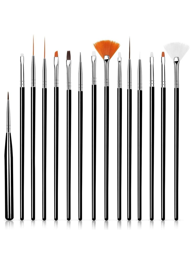 SYOSI 15pcs Nail Art Brushes- Professional Nail Art Brushes- Sable Nail Art Brush Pen, Detailer, Liner, Brush Dotting Tool Nail Art Brush Professional Nail Art Brush Set - Image 1