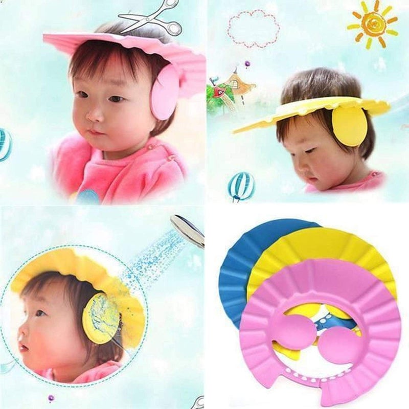 Cyrox Baby Shower Cap Adjustable Safe Soft Bathing Wash Hair For Children Baby Eye Ear Protector Bathing Shower Shampoo Cap Hat Baby Shower Caps (1Pcs) - Image 4