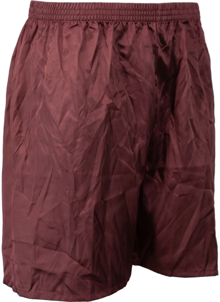 Oppland Men's Satin Fabric Shorts Solid Color Elastic Waist No Pocket Lightweight Fabric