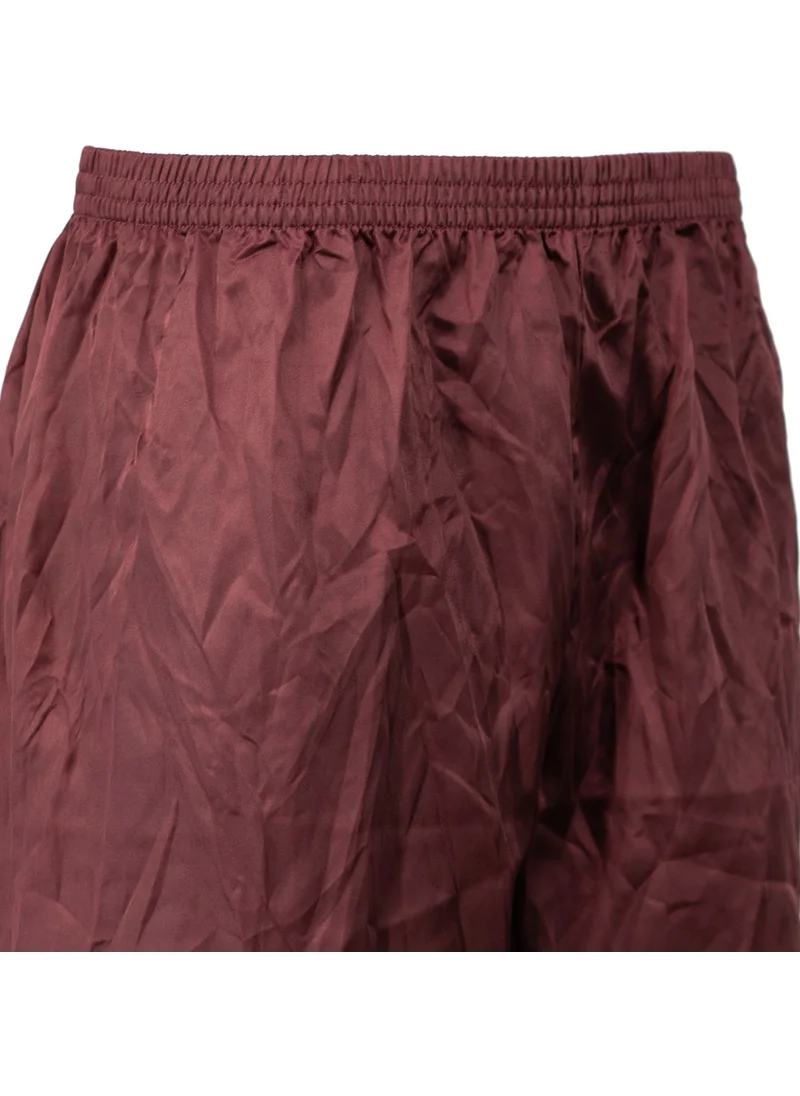 Oppland Men's Satin Fabric Shorts Solid Color Elastic Waist No Pocket Lightweight Fabric
