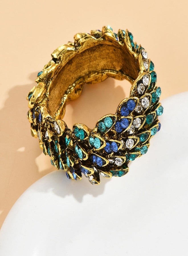 Joyindecor Jeweled Napkin Rings Set of 6 - Vintage Metal Crystal Rustic Peacock Napkin Ring Holders for Wedding Party Holiday, a Beautiful Dinner Table Décor (Multicolor) - Image 3