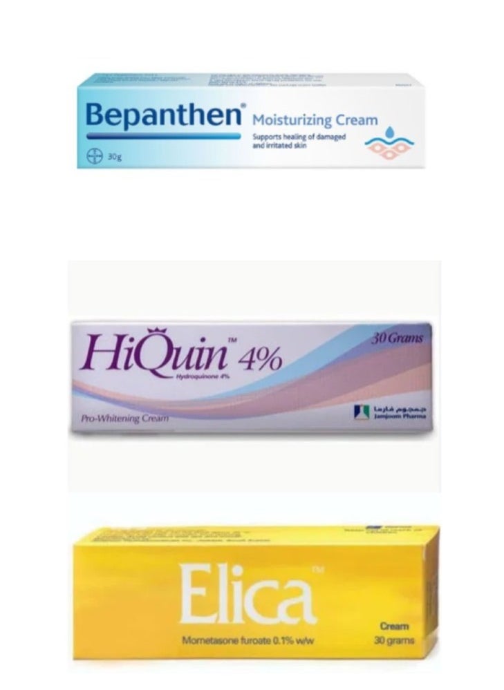 Bepanthen Bepanthen 30g + Elica 30g + HiQuin 4% Skin Lightening Cream Offer pack  - Image 1