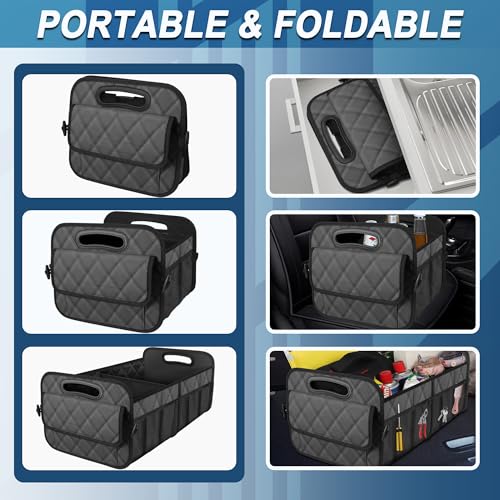 Deosk Car Trunk Organizer for SUV, Car Organizers and Storage with 6 Pocket, Car Accessories for Women/Men 70L Waterproof Polyester Trunk Organizer(Large, Charcoal) - Image 4