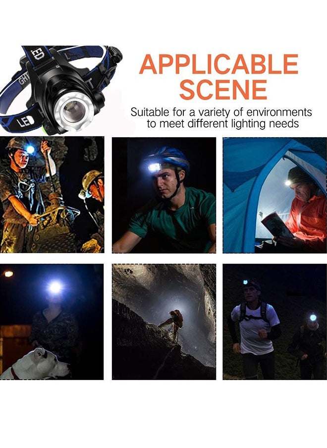 Super Bright Headlamp, USB Rechargeable Led Head Lamp, IPX4 Zoomable Waterproof Headlight with 3 Modes and Adjustable Headband for Camping, Hiking, Outdoors, Hunting, Running