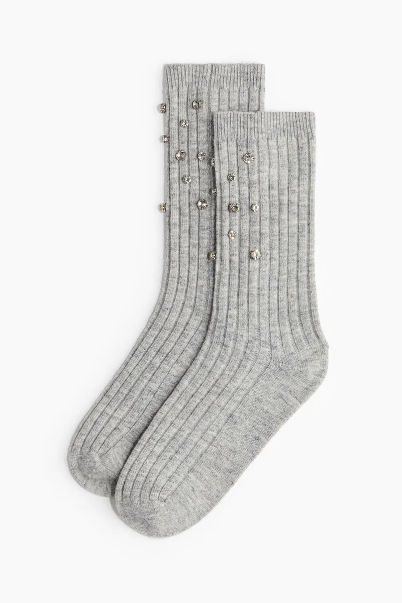 H&M Embellished wool-blend socks